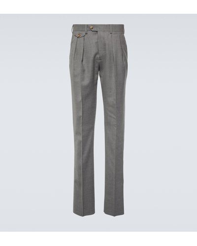 Lardini Straight-leg Wool-blend Pants - Grey