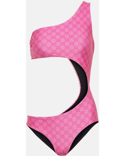 Gucci GG Cutout Jersey Swimsuit - Pink