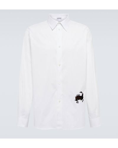 Loewe Embroidered Cotton-blend Shirt - White