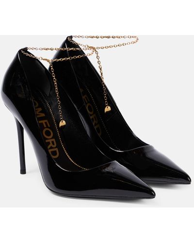 Tom Ford Chain 105 Patent Leather Pumps - Black