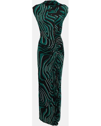 Diane von Furstenberg Printed Fitted Maxi Dress - Green