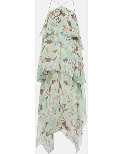 Stella McCartney Tiered Printed Silk Maxi Dress - Green