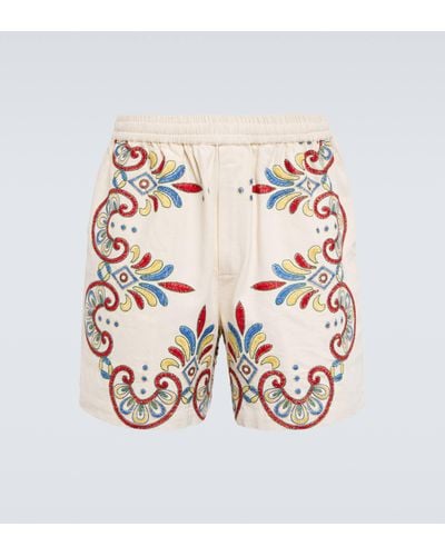 Bode Carnival Embroidered Cotton Shorts - White
