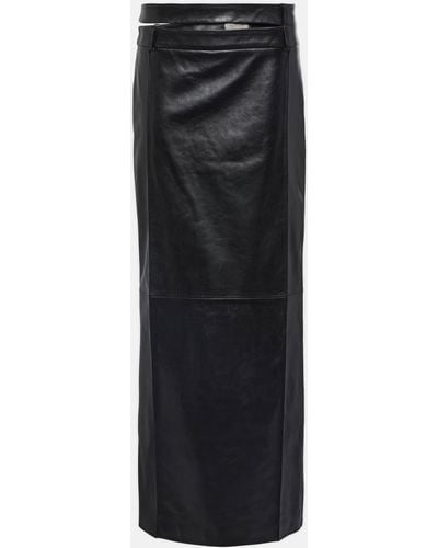 The Mannei Ararat Low-rise Leather Maxi Skirt - Black