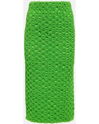 Ganni Smocked High-waist Pencil Skirt - Green