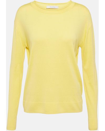 Max Mara Pensile Silk And Cotton Sweater - Yellow