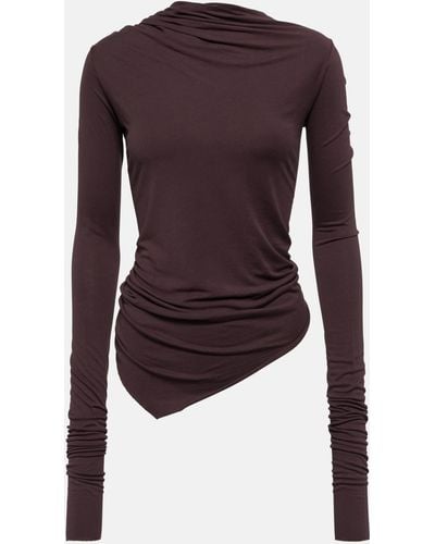 Rick Owens Lilies Draped Jersey Top - Brown