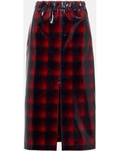 Maison Margiela Checked Coated Wool Midi Skirt - Red