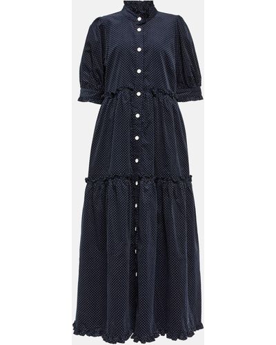 Lee Mathews Lili Cotton Maxi Dress - Blue