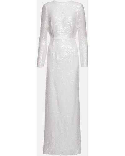 Erdem Yoanna Sequin Tie Back Gown - White