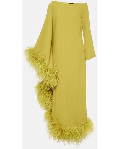‎Taller Marmo Ubud Extravaganza Feather-trimmed Gown - Yellow