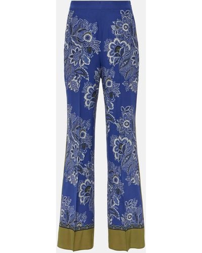 Etro Paisley High-rise Silk Wide-leg Pants - Blue