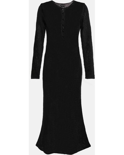 Tom Ford Metallic Knitted Maxi Dress - Black