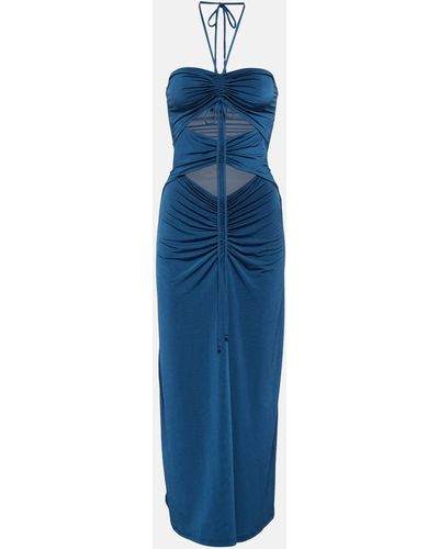 JADE Swim Kira Halterneck Cutout Midi Dress - Blue