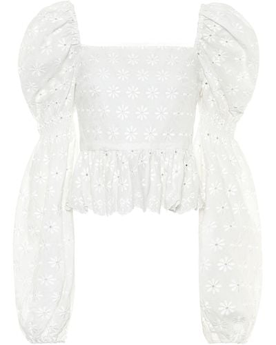 Caroline Constas Wren Embroidered Cotton Top - White