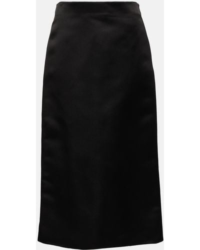 The Row Marinella Silk Midi Skirt - Black