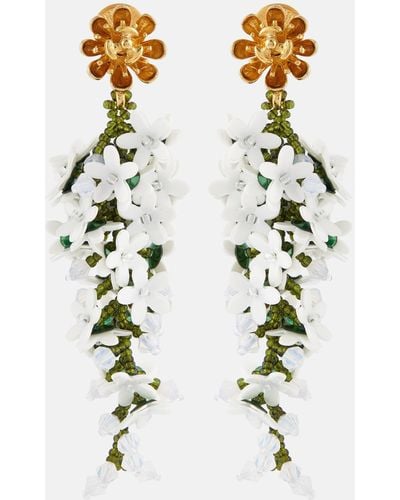 Oscar de la Renta Cascading Flower Earrings - White