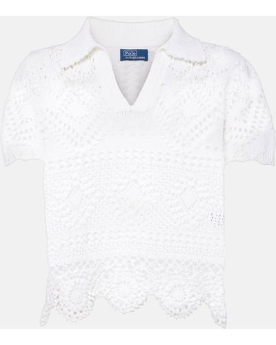 Polo Ralph Lauren Scalloped-hem Cotton-crochet Top - White