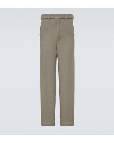 Ami Paris Wool-blend Straight Pants - Grey