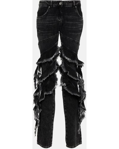 Blumarine Ruffled Straight Jeans - Black