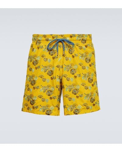 Vilebrequin Mistral Embroidered Swim Trunks - Yellow