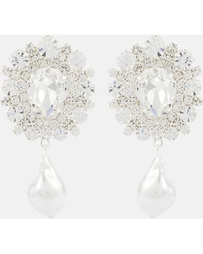 Magda Butrym Crystal-embellished Faux Pearl Clip-on Earrings - White