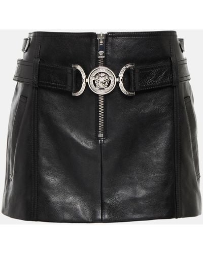 Versace Medusa '95 Leather Mini Skirt - Black