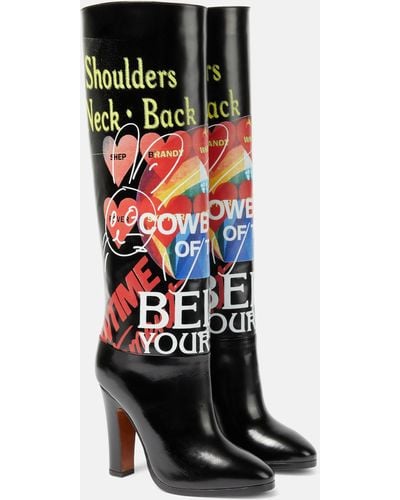 Vivienne Westwood Midas Printed Leather Knee-high Boots - Red