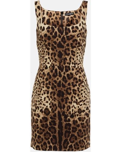 Dolce & Gabbana Leopard-print Silk-blend Minidress - Natural