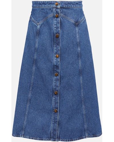 Chloé Denim Midi Skirt - Blue