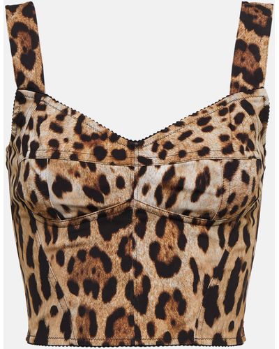 Dolce & Gabbana X Kim Leopard-print Bustier Top - Brown