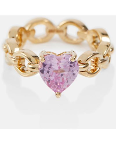 Nadine Aysoy Catena Petite Heart 18kt Gold Ring With Topaz - Pink