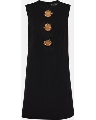 Oscar de la Renta Embellished Wool-blend Minidress - Black