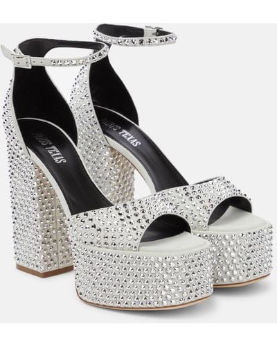 Paris Texas Tatiana Embellished Suede Platform Sandals - Metallic