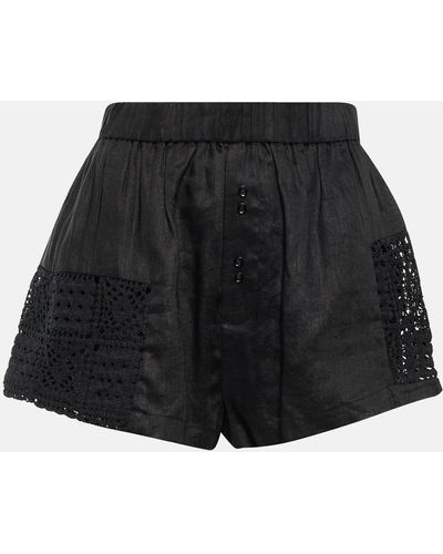Sir. The Label Rayure Patchwork Cotton Shorts - Black