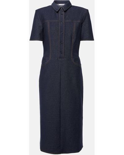 Max Mara Faro Cotton-blend Jersey Midi Dress - Blue