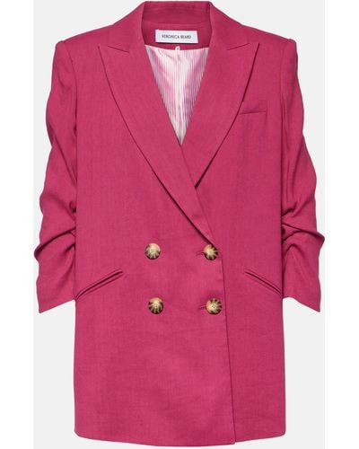 Veronica Beard Kiernan Linen-blend Blazer - Pink