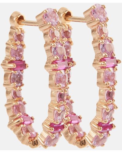 Ileana Makri Rivulet 18kt Gold Hoop Earrings With Sapphires And Rubies - Pink