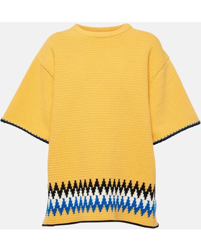 Jil Sander Jacquard-trimmed Cotton Jersey T-shirt - Yellow