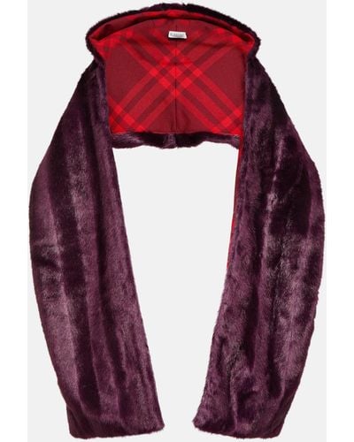 Burberry Faux Fur Scarf - Red