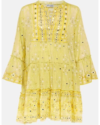 Juliet Dunn Broderie Anglaise Cotton Minidress - Yellow