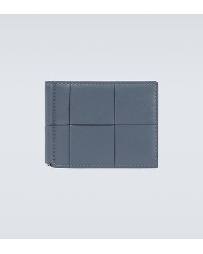 Bottega Veneta Cassette Bill Clip Leather Wallet - Blue