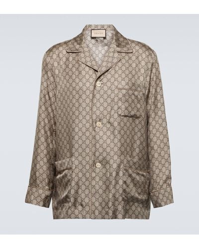 Gucci GG Silk Shirt - Brown