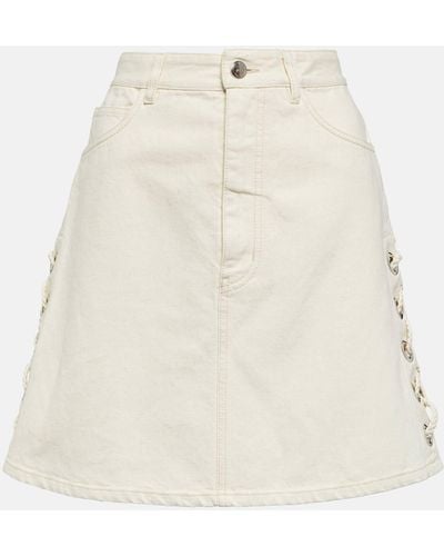 Chloé High-rise Cotton And Linen Skirt - Natural