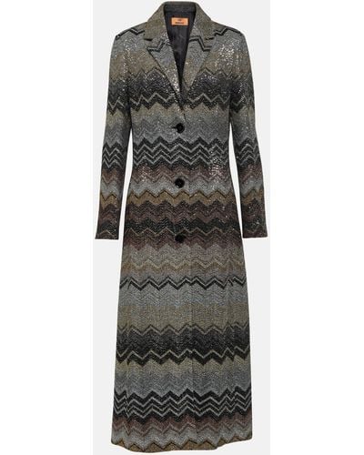 Missoni Zig Zag Sequined Single-breasted Coat - Black