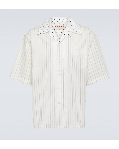 Marni Striped Cotton Poplin Shirt - White