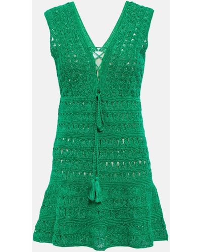 Anna Kosturova Jennifer Crochet Cotton Minidress - Green