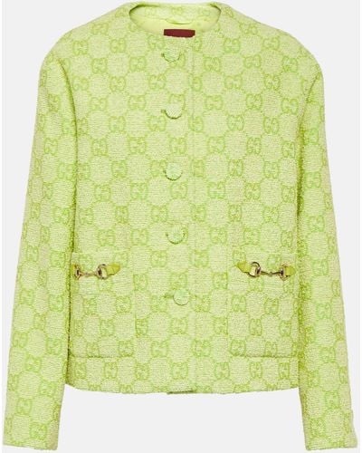 Gucci Horsebit GG Cotton-blend Boucle Jacket - Green
