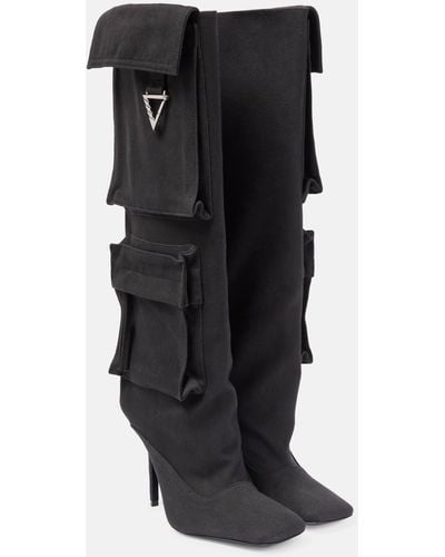 The Attico Sienna Canvas Knee-high Boots - Black