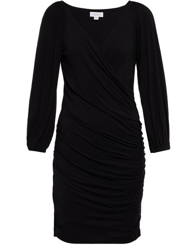 Velvet Ruched Cotton-blend Minidress - Black